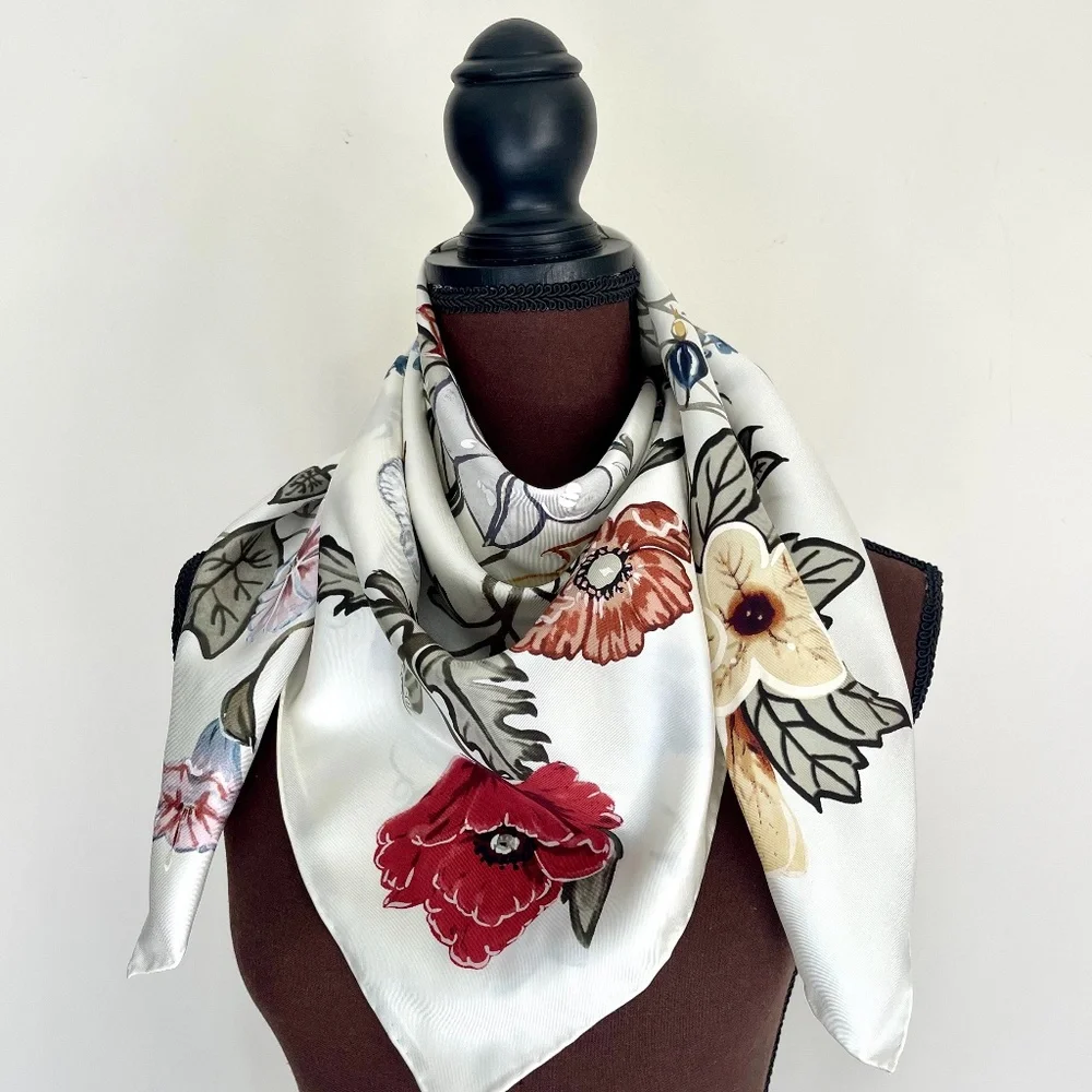 Display #1 Gucci Scarf Flora 3 Print Kris Knight Silk Wrap Scarf NWT